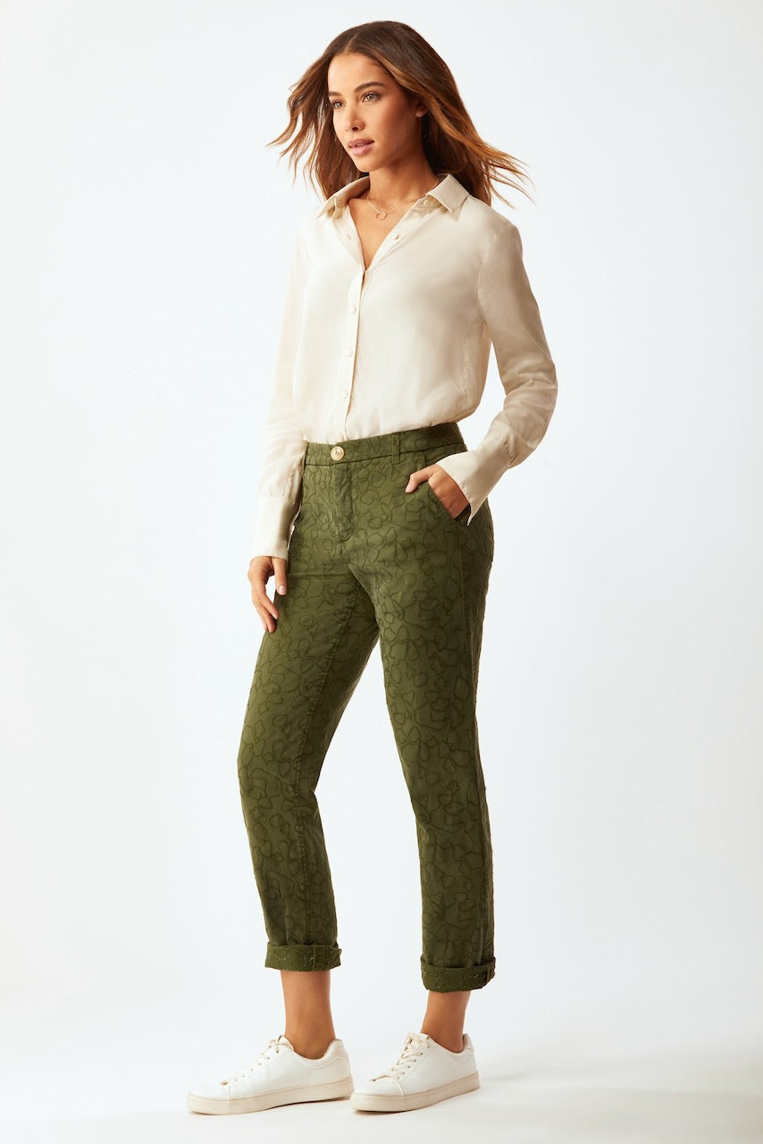 Limited Edition Mitchell Chino With Embroidery - Cypress – Ecru