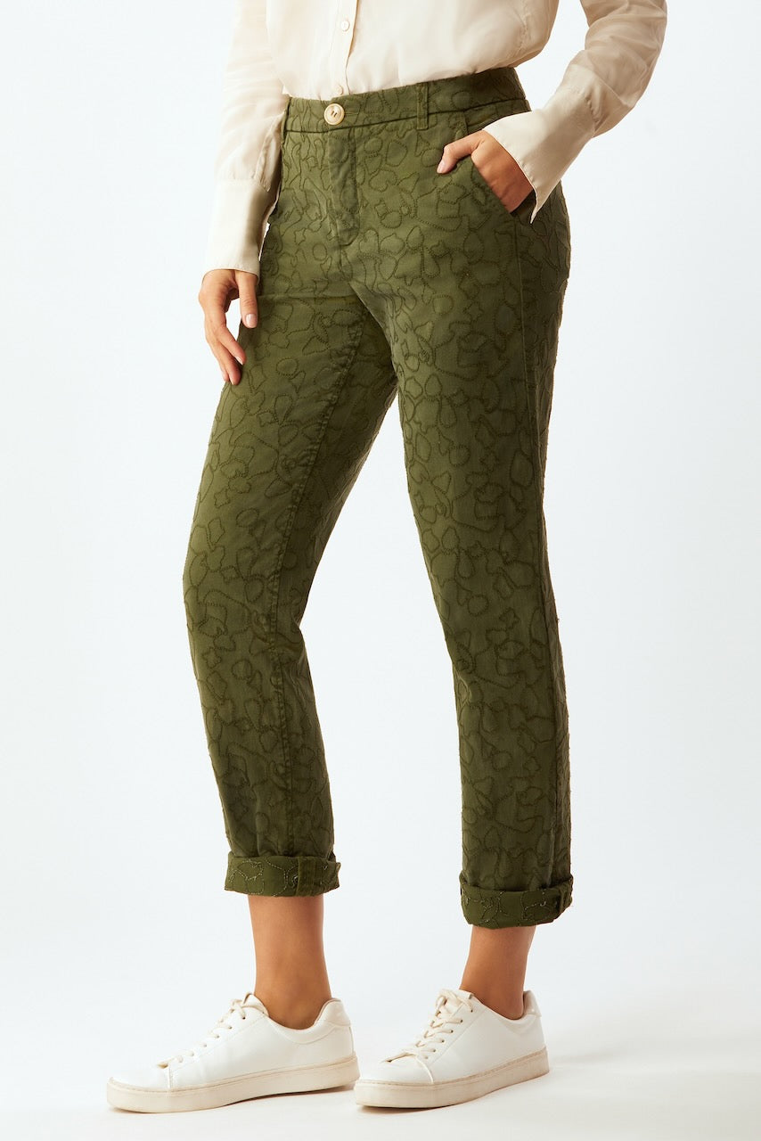 Limited Edition Mitchell Chino With Embroidery - Cypress – Ecru