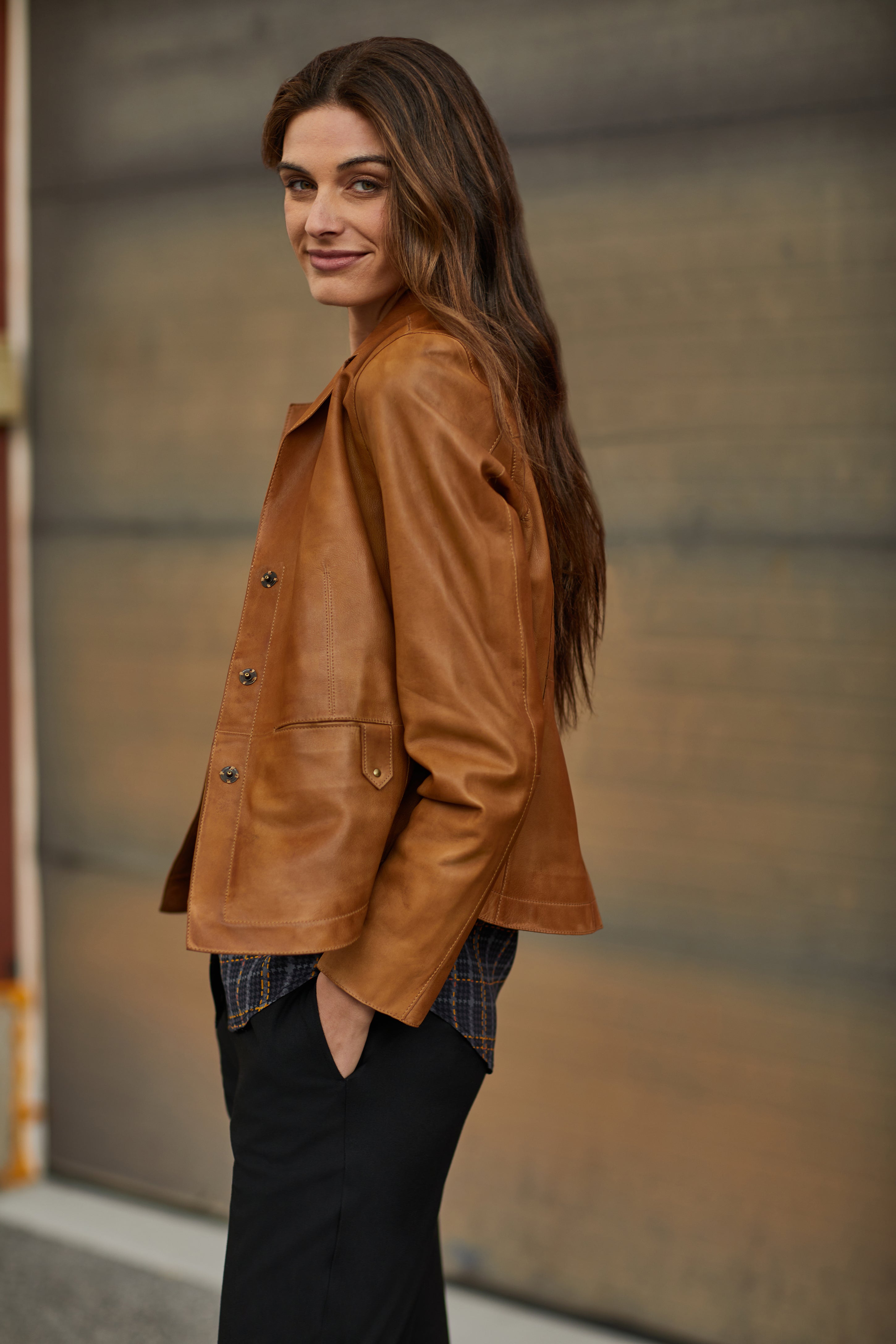 Ecru leather clearance jacket