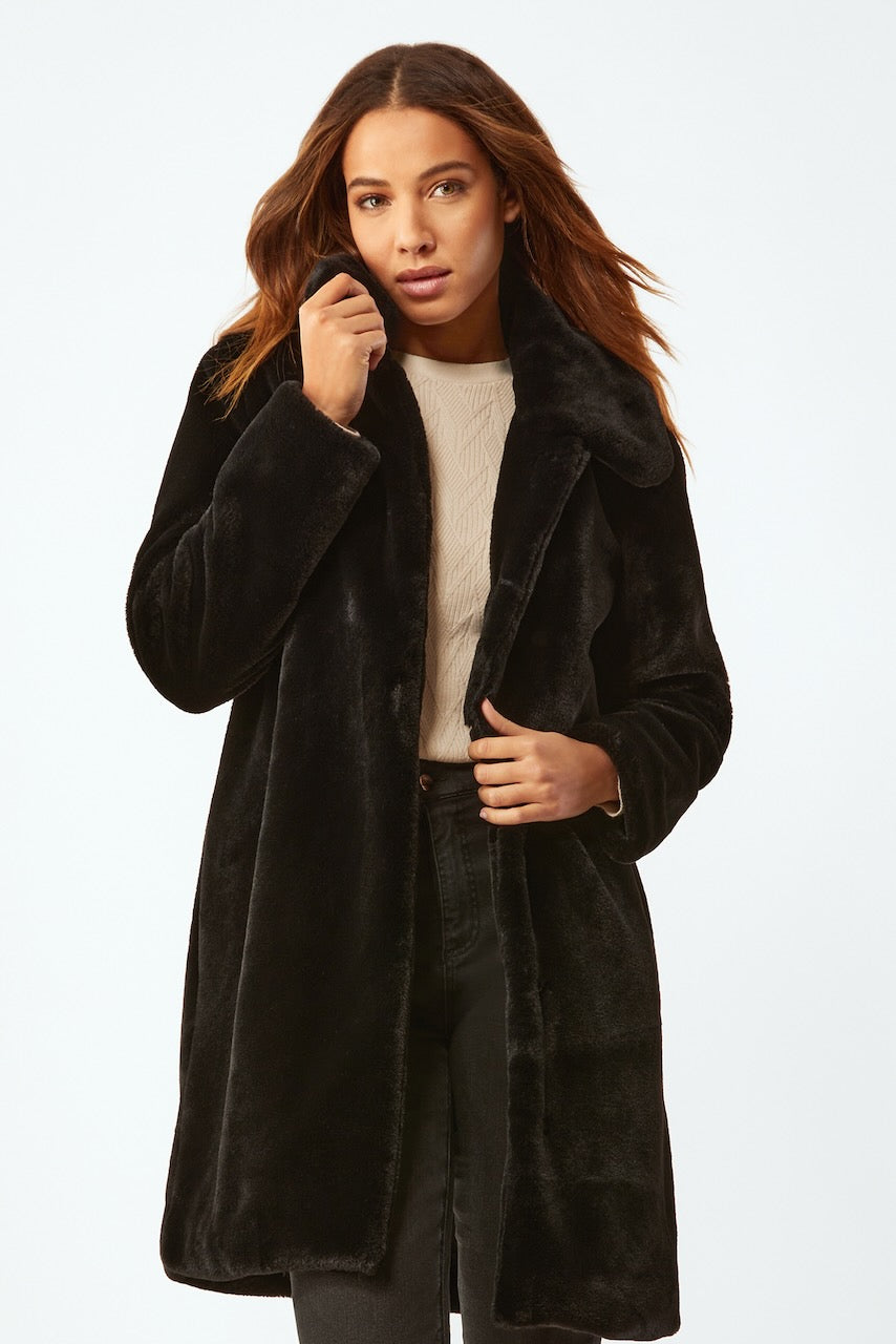 Black Faux Fur Coat, Black Fur Coat, Black Faux Fur Jacket