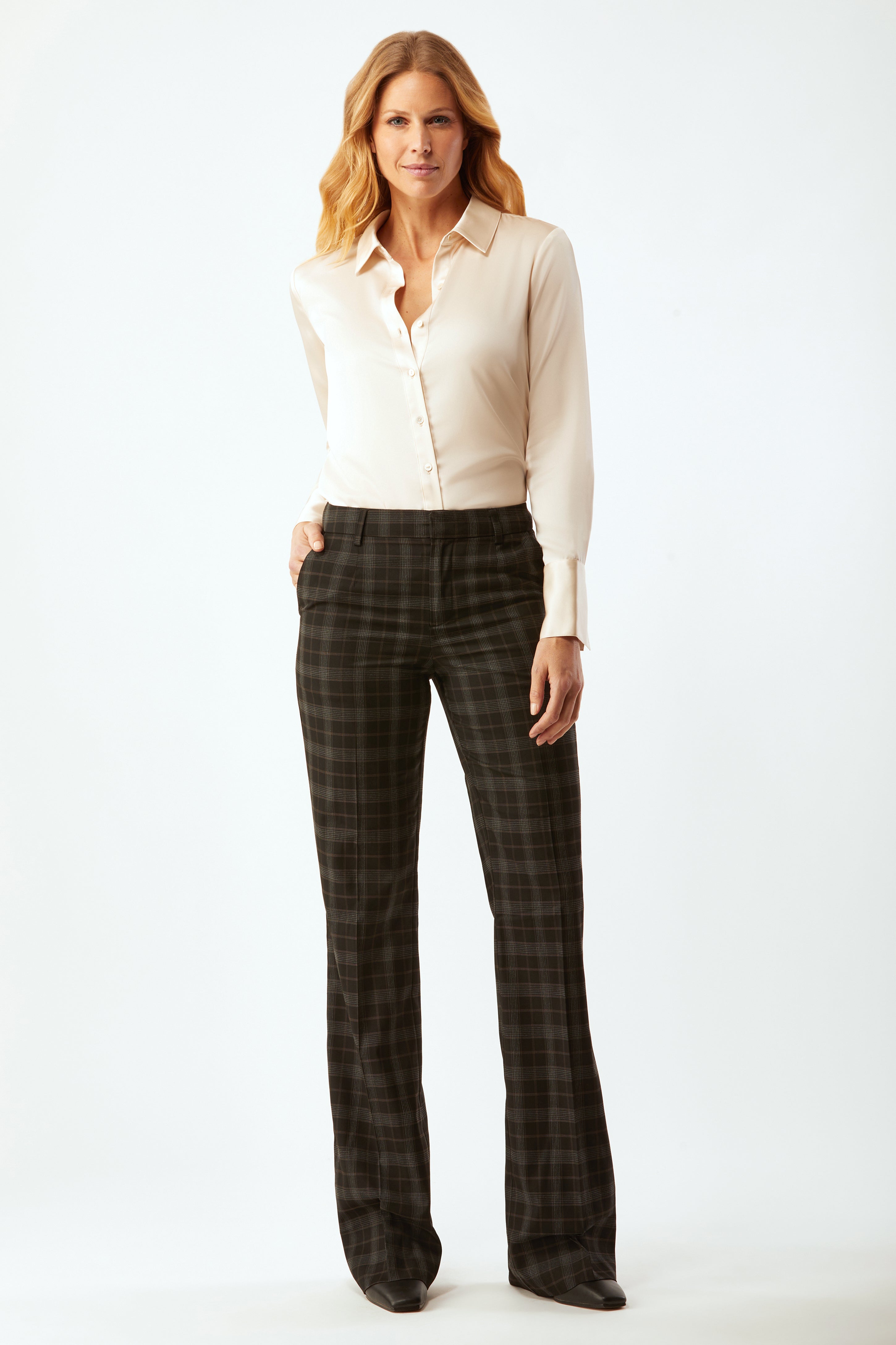 Buy ANINE BING Carrie High-rise Plaid Pants - Grey Plaid At 70% Off |  Editorialist