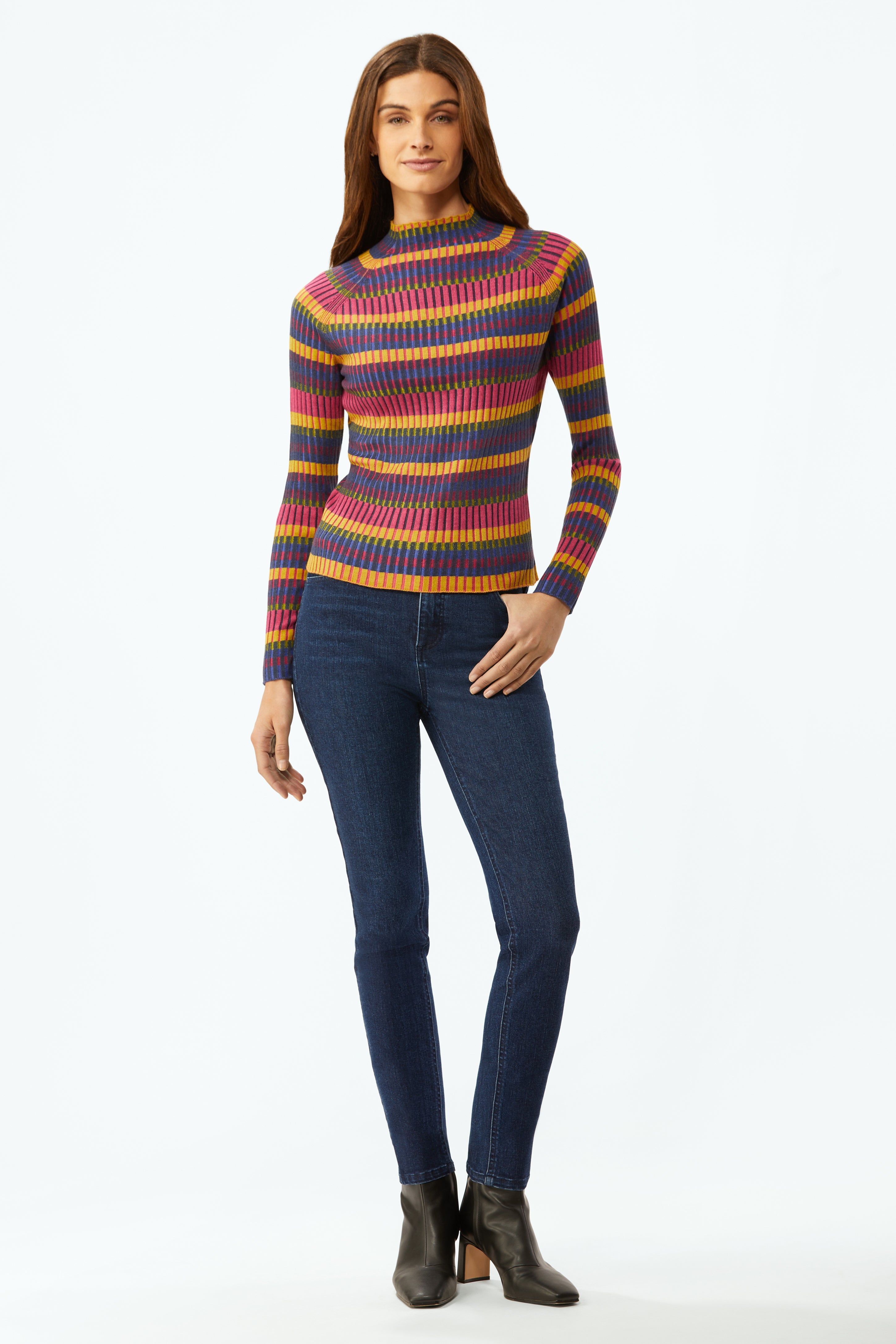Textured Rib-Knit Raglan Sweater - Multi Rib