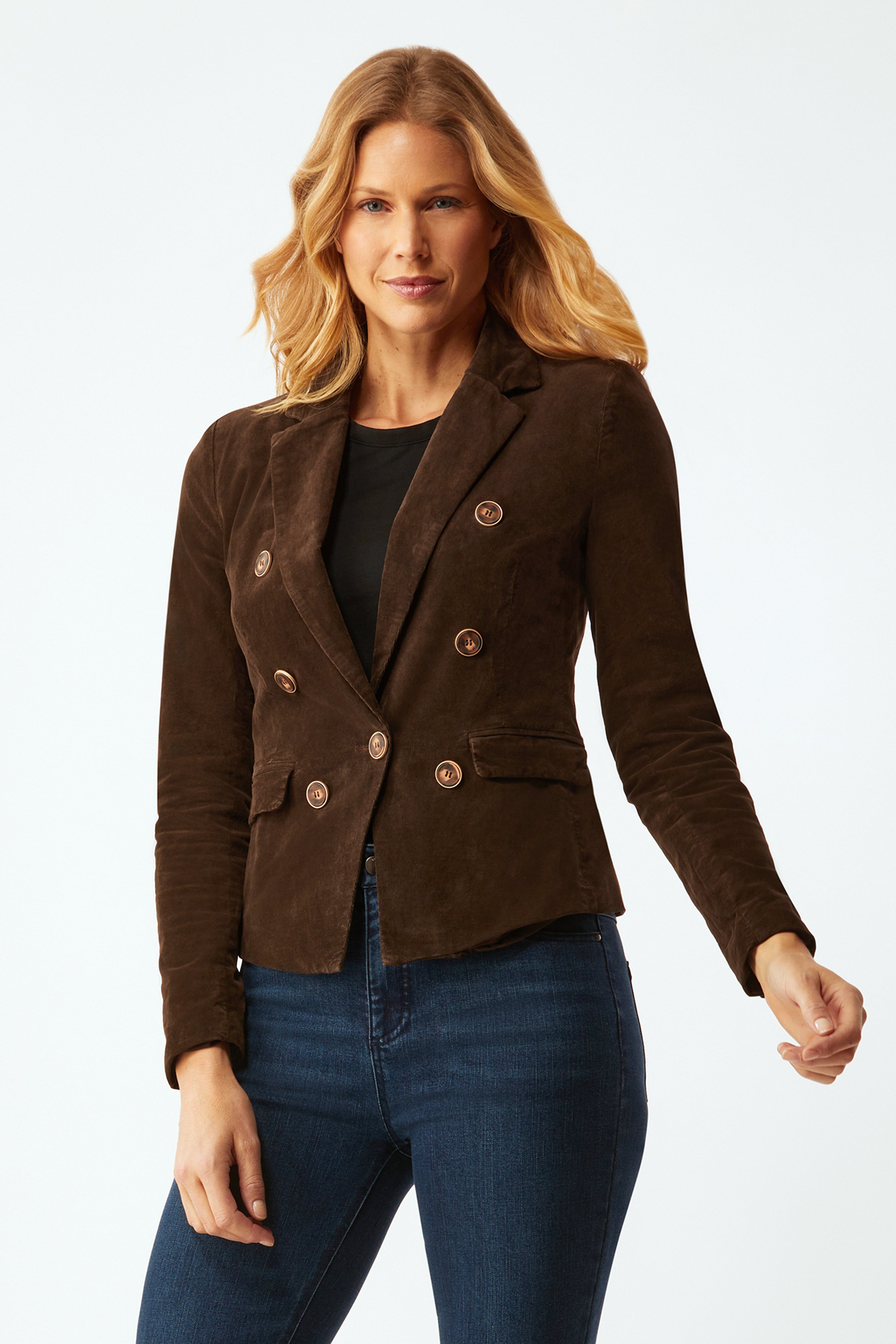 Stretch Cord Blazer - Chocolate