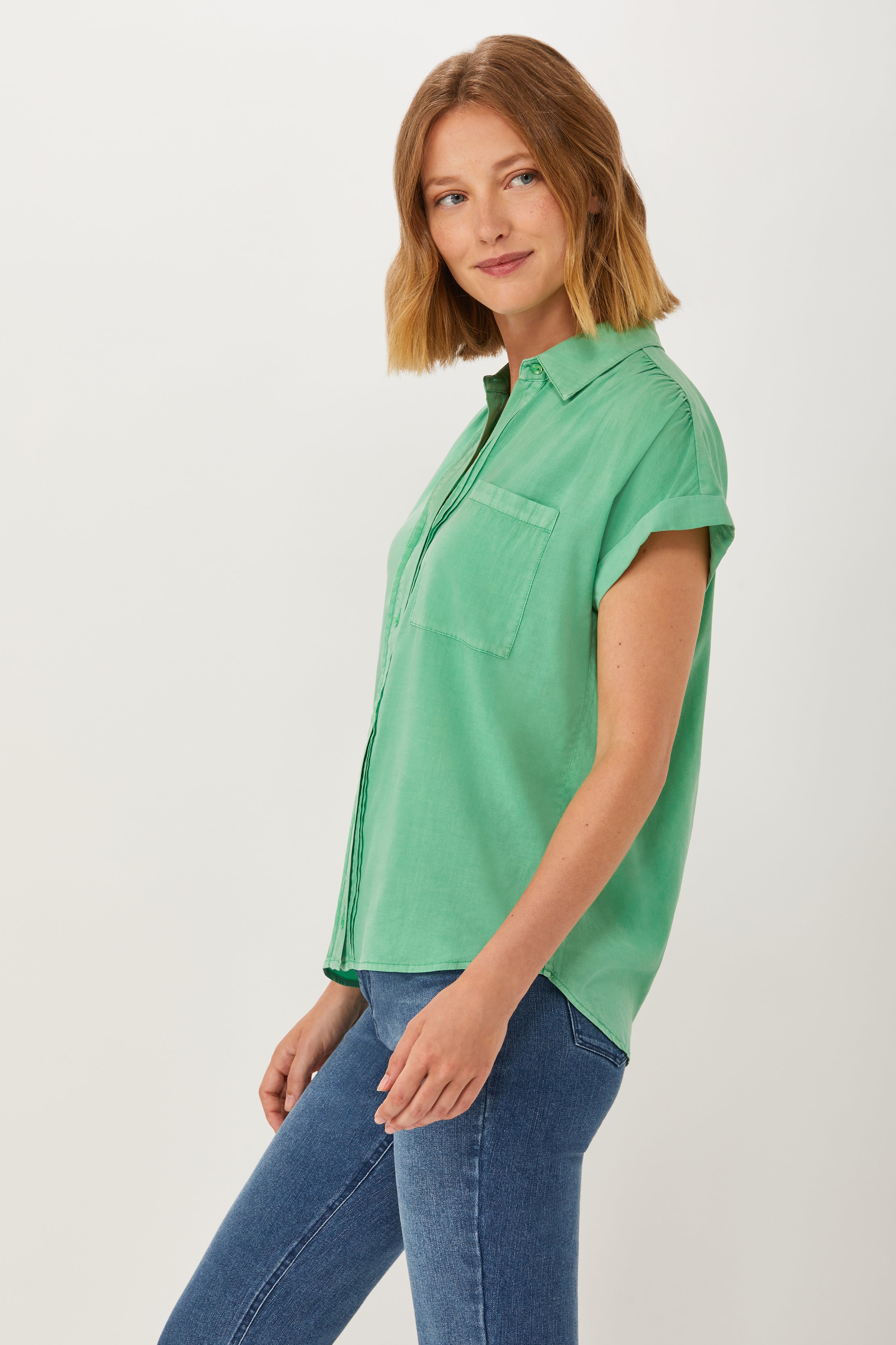 Hutton Roll Sleeve Shirt - Spring Green